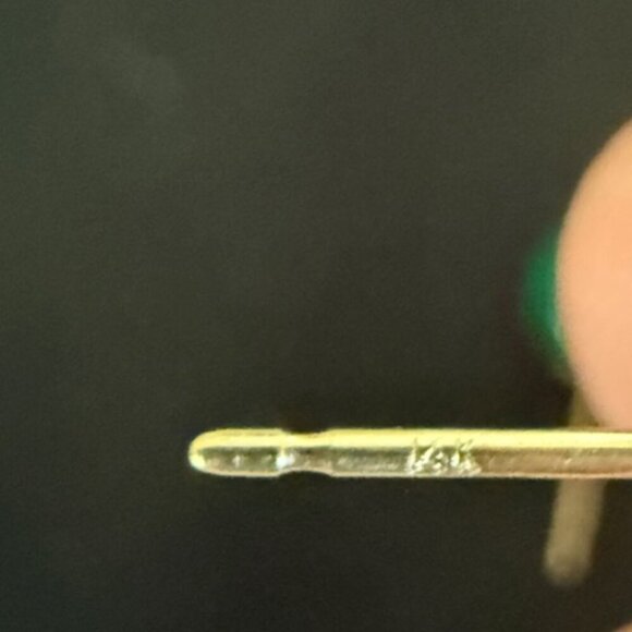 14K Yellow Gold Malachite Stud Earrings - Picture 3 of 4